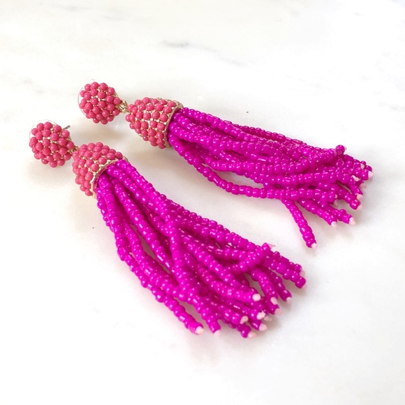 Francesca's Collections Jewelry - 🎈Hot Pink Beaded Tassel Bauble Fringe Earrings